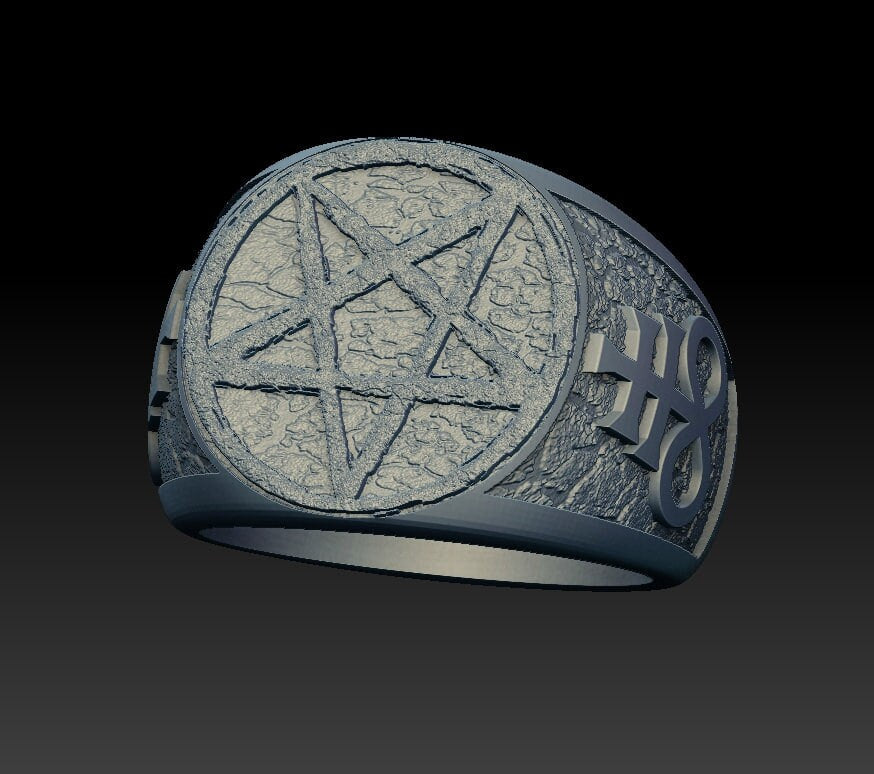 Satanic pentagram ring 6 US Silver 925