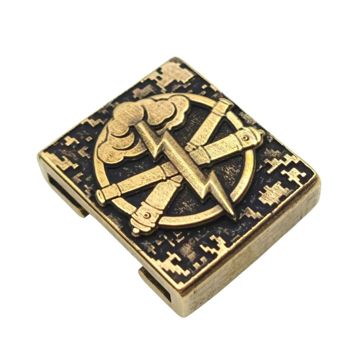 Crossed Cannons molle clip Bronze with patina