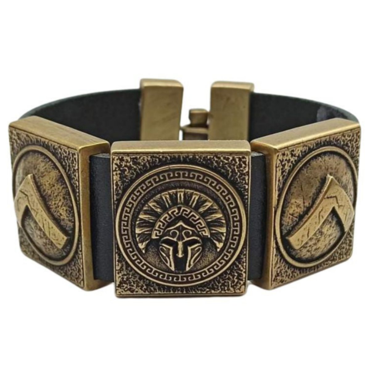 Spartan leather cuff bracelet 16 cm | 6.3 inch Bronze with patina