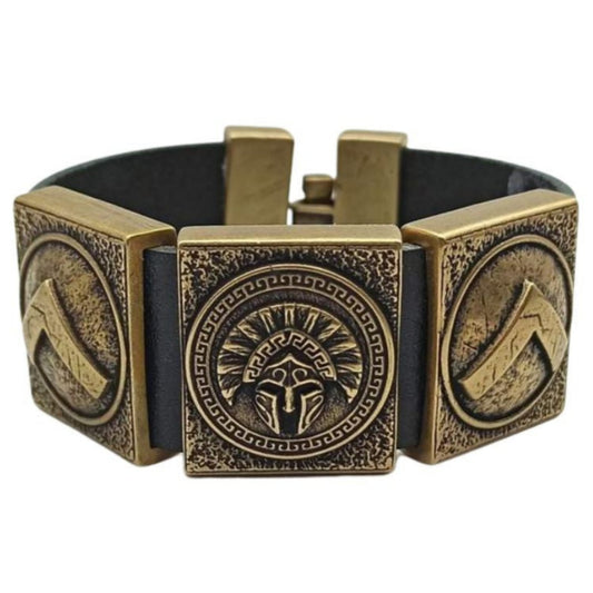Spartan leather cuff bracelet 16 cm | 6.3 inch Bronze with patina