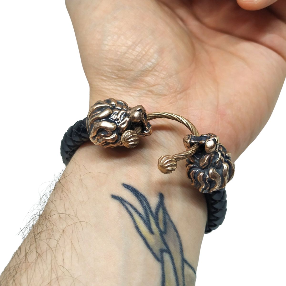 Lion head leather bracelet