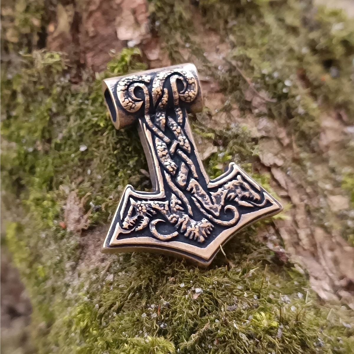 World Serpent Mjolnir pendant