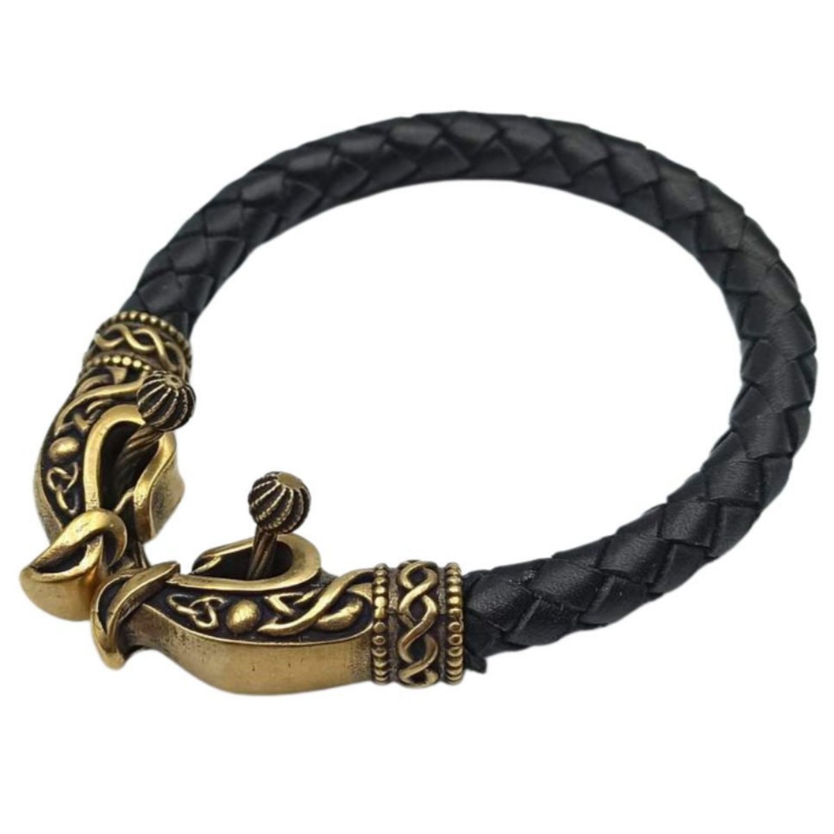 Norse dragon leather bracelet 6 inch | 15 Cm Bronze
