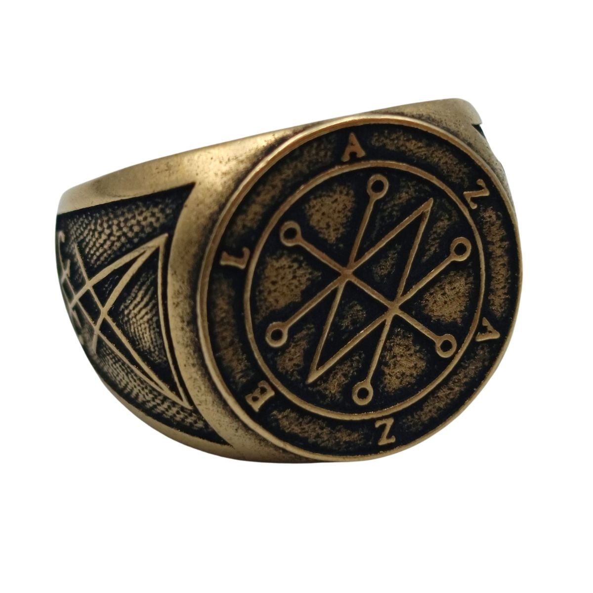 Azazel sigil demon ring 6 US Bronze with patina