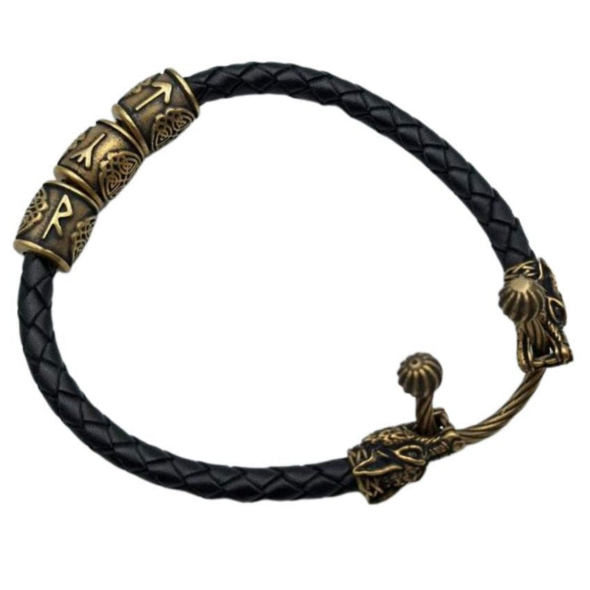 Tyr wolf leather bracelet