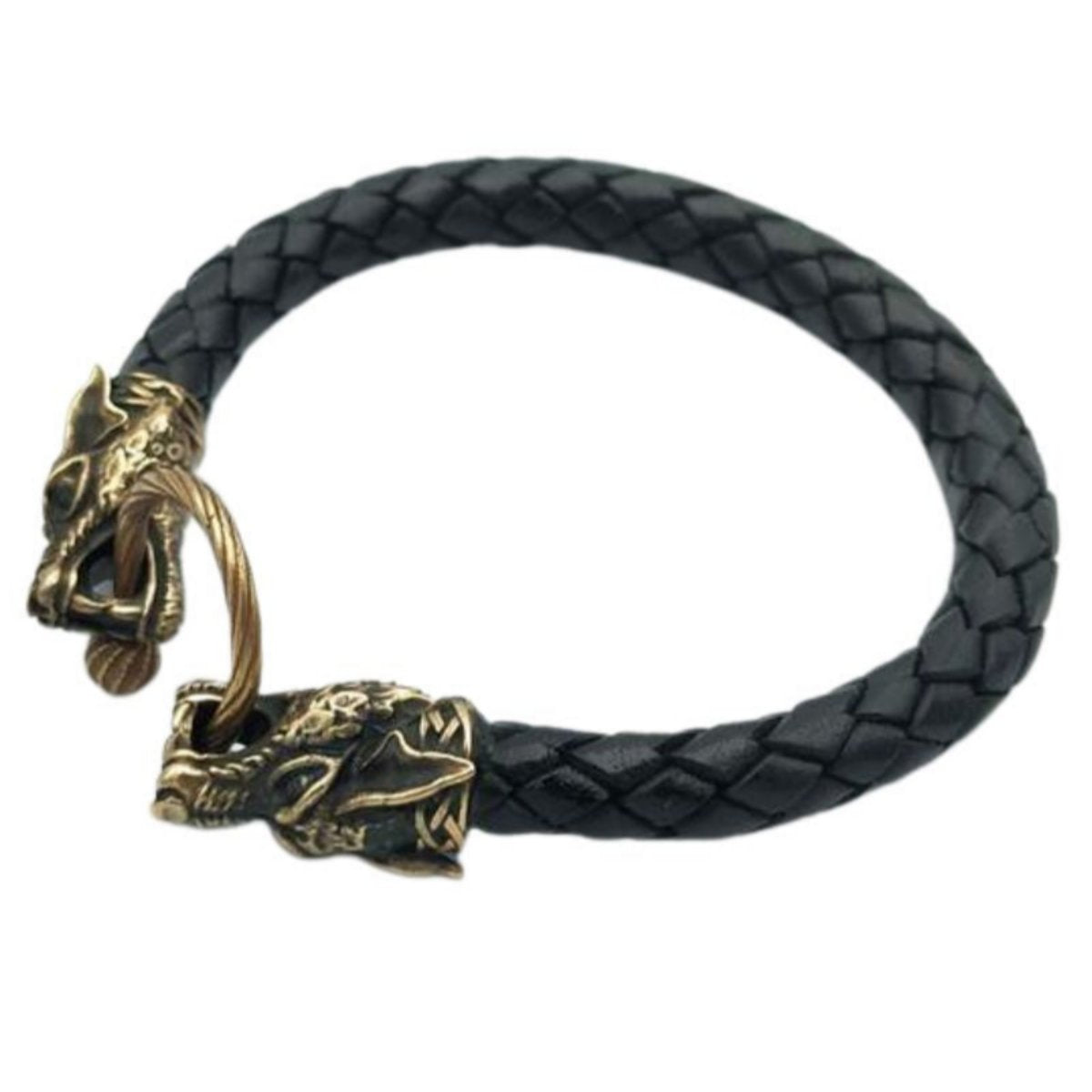 Viking wolf leather bracelet