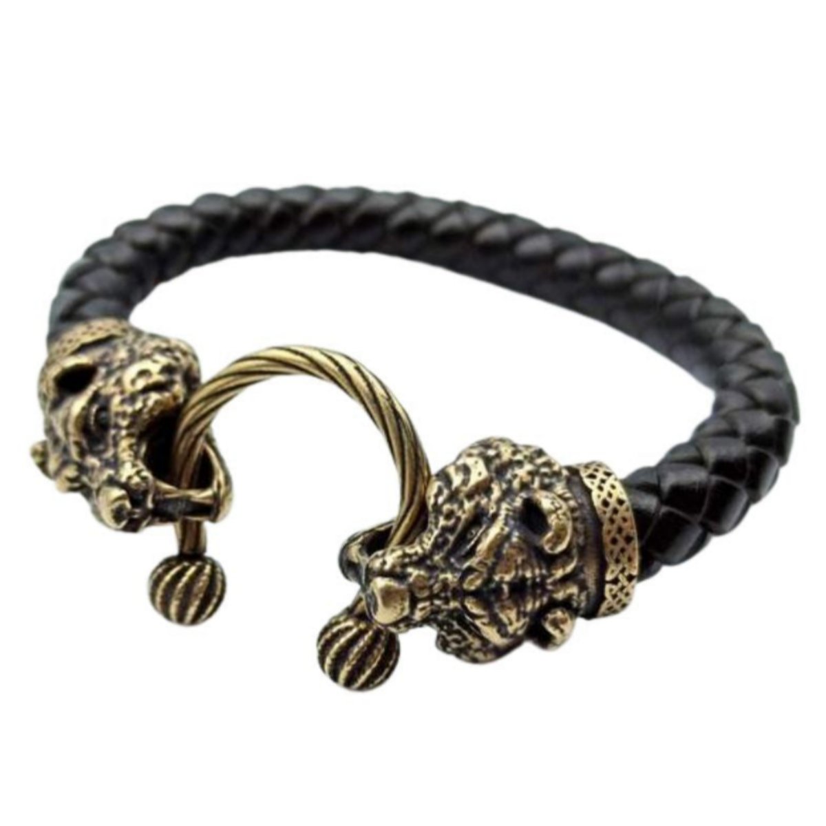 Bear head leather bracelet 6 inch | 15 Cm Bronze