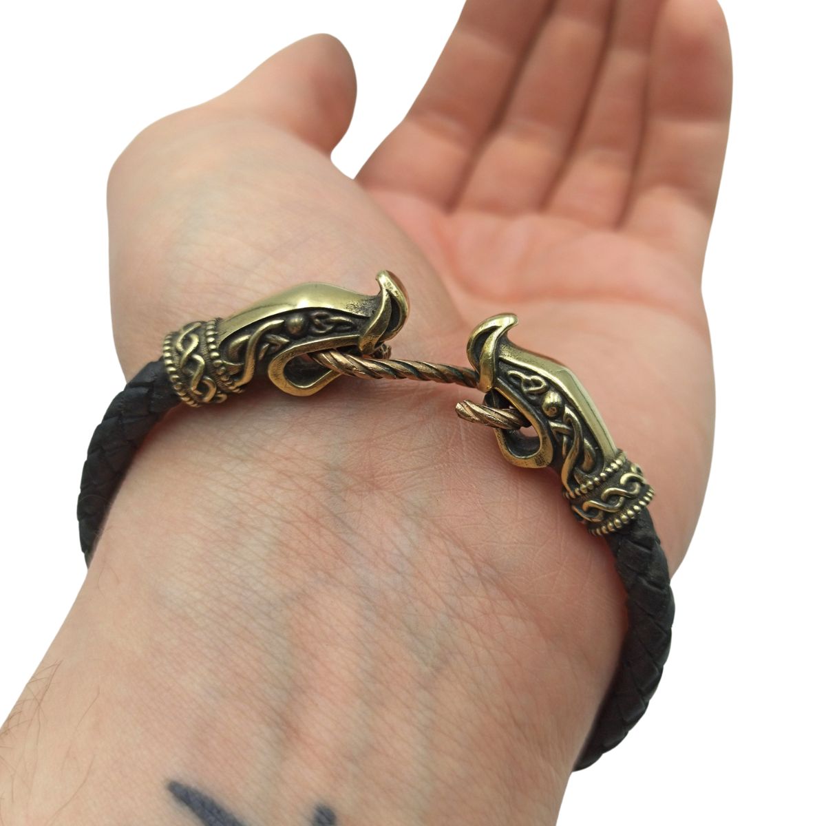 Norse dragon leather bracelet 5 mm version