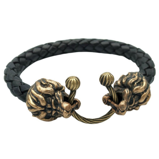 Lion head leather bracelet