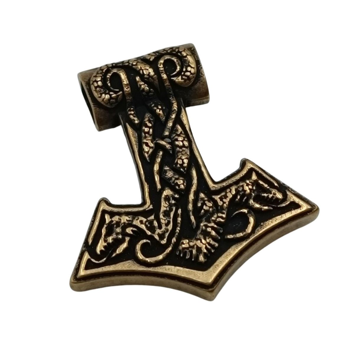 World Serpent Mjolnir pendant Bronze with plating