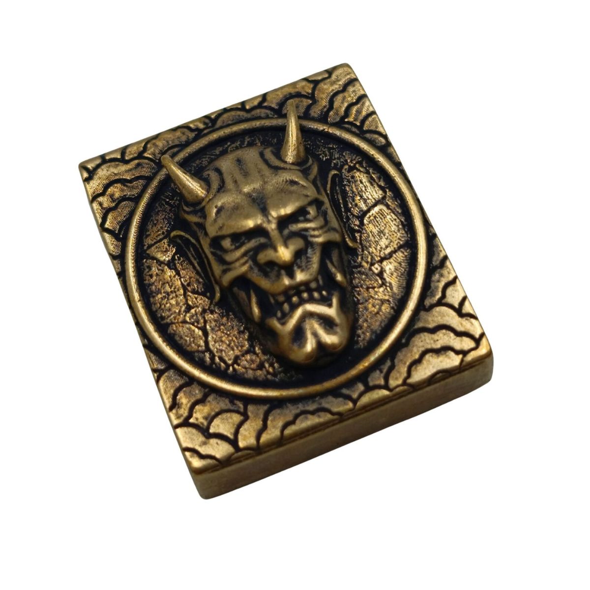 Oni mask Molle clip Bronze with patina