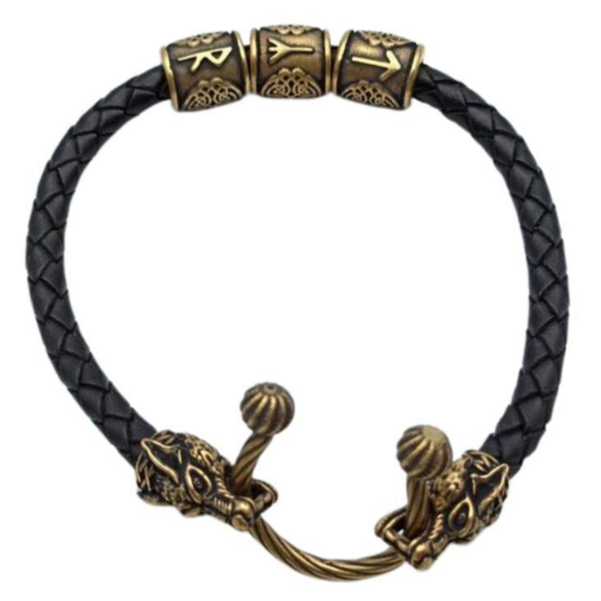 Tyr wolf leather bracelet 6 inch | 15 Cm Italian bronze