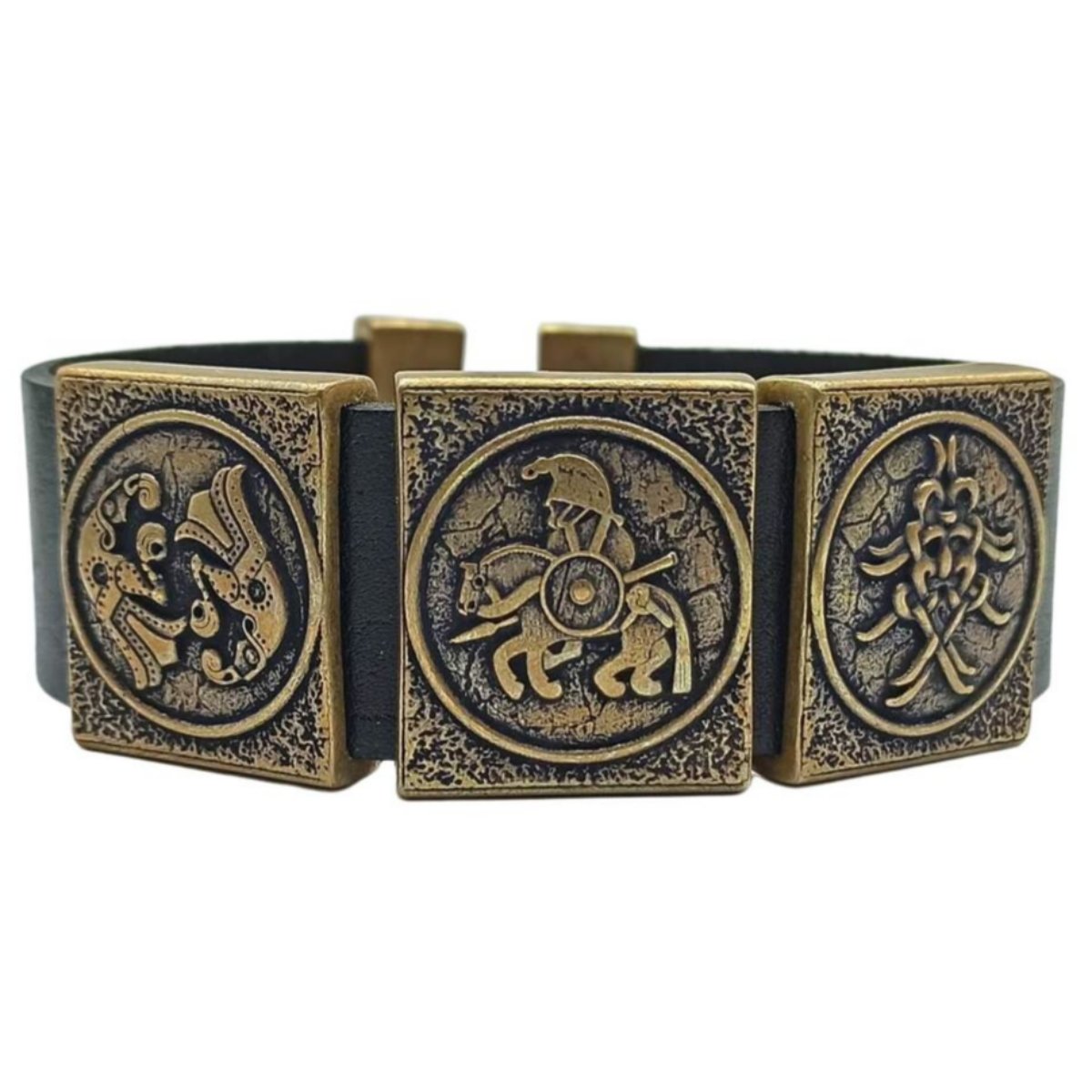 Odin leather wrist cuff bracelet 16 cm | 6.3 inch Bronze with patina