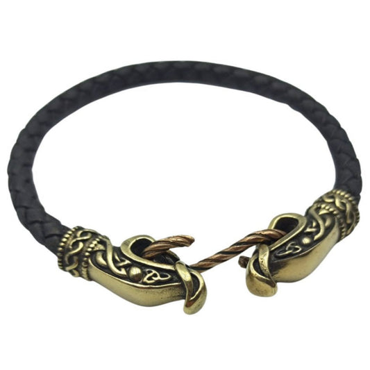 Norse dragon leather bracelet 5 mm version