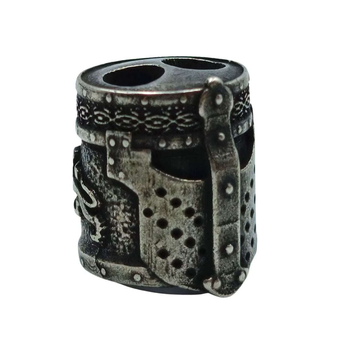 Knight templar helmet paracord bead Silver plating
