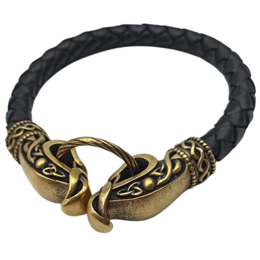 Norse dragon leather bracelet