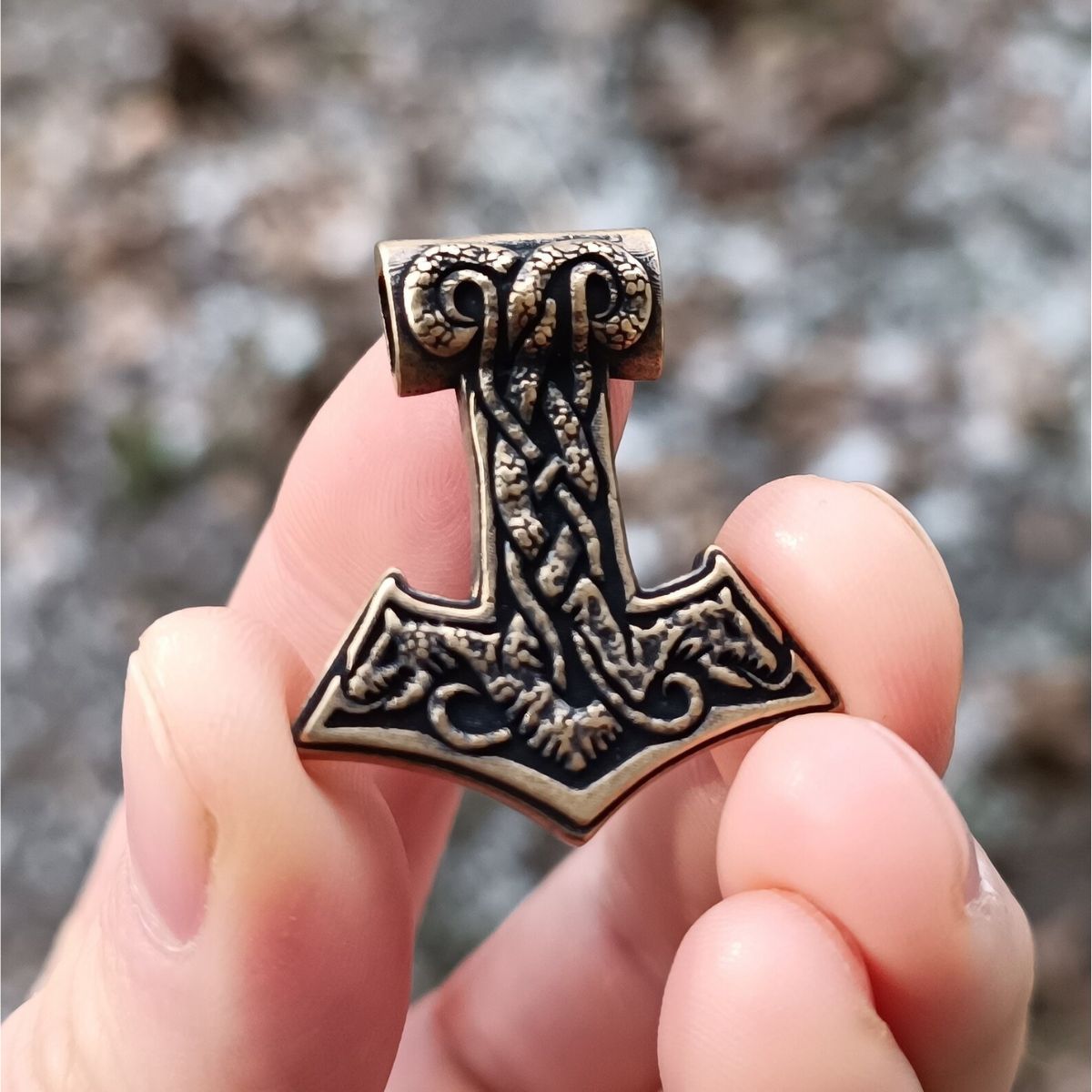 World Serpent Mjolnir pendant