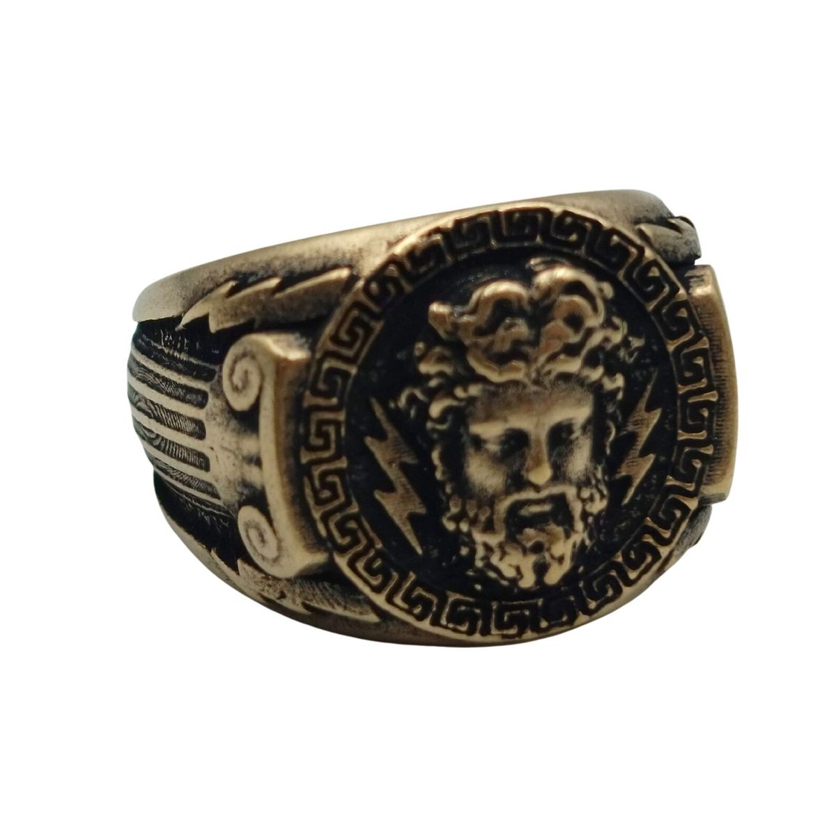 Zeus signet ring Bronze with patina 6 US