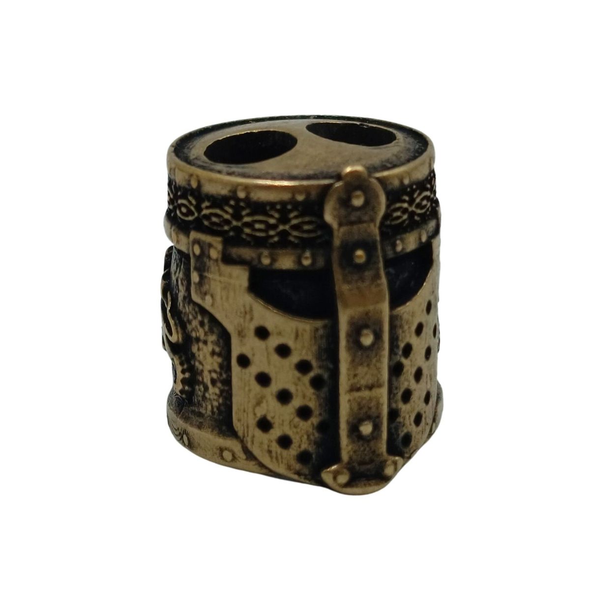 Knight templar helmet paracord bead Bronze with plating