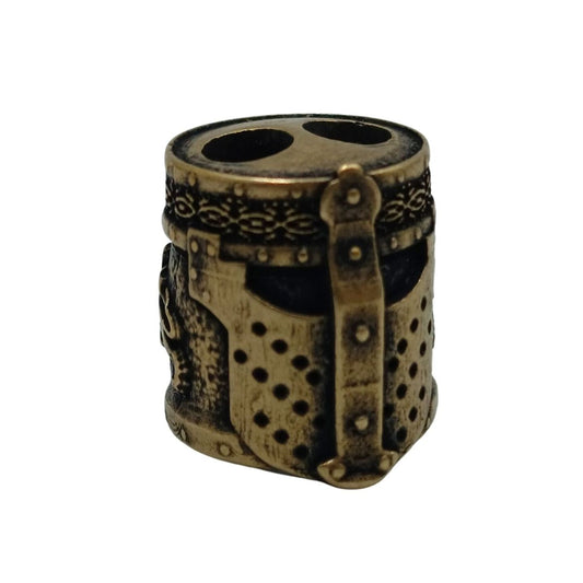 Knight templar helmet paracord bead Bronze with plating  