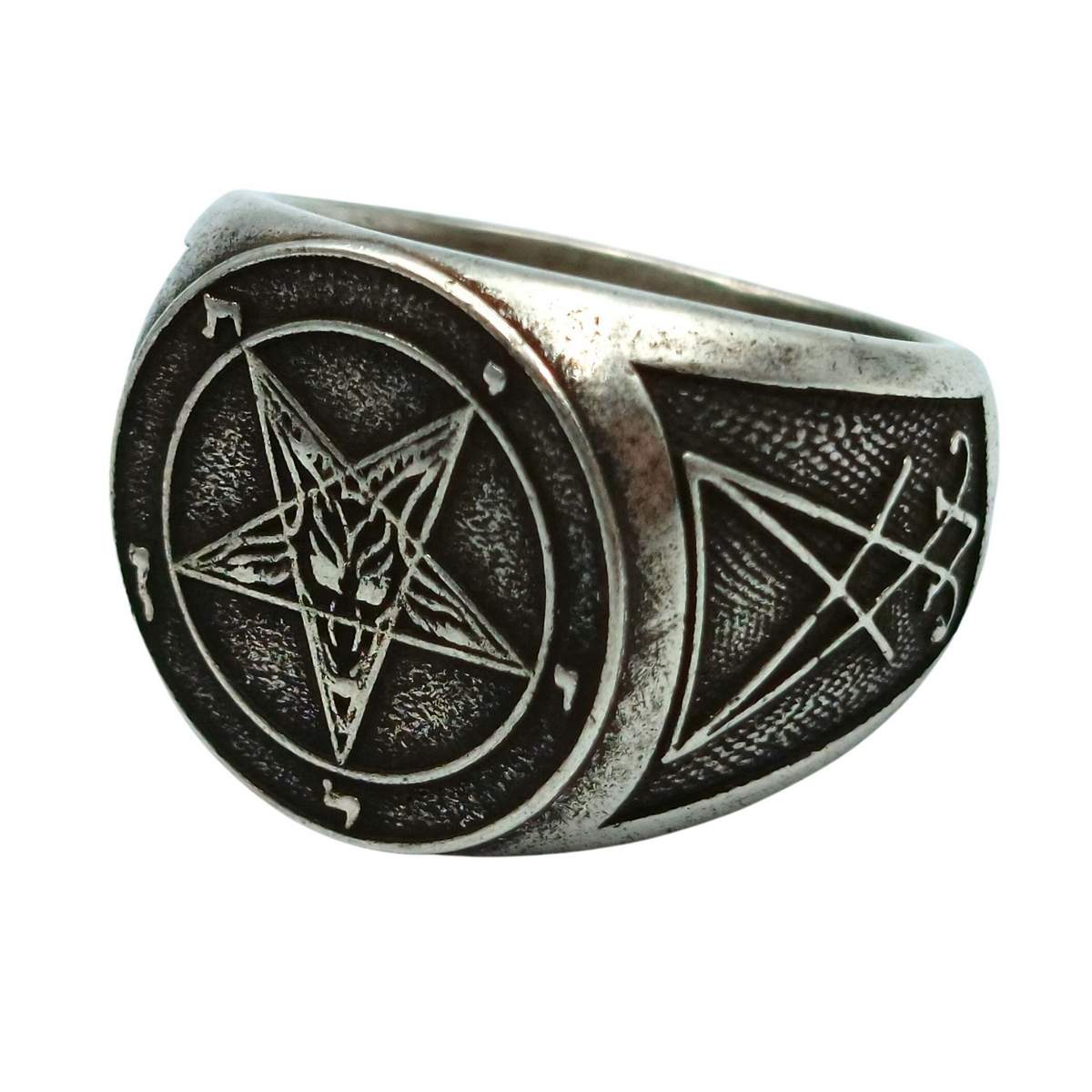 Baphomet sigil ring from bronze 6 US Silver plating 