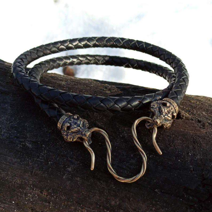 Bear leather necklace 45 cm | 17 inch 8 mm | 3/10 inch Bronze