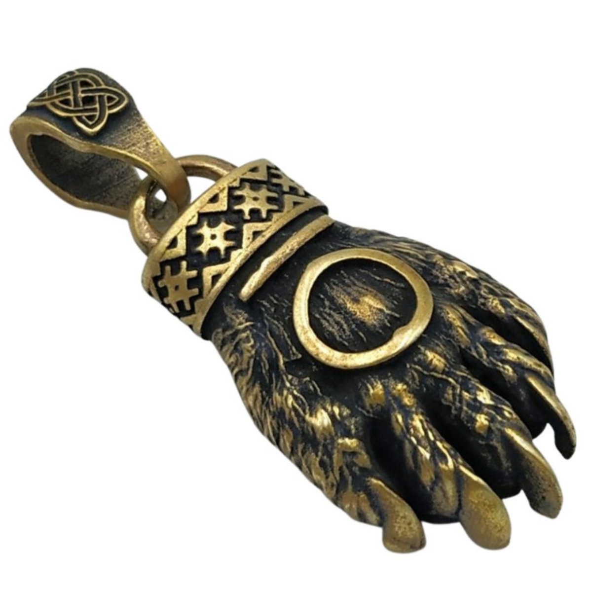 Bear paw pendant Slavic jewelry Bronze