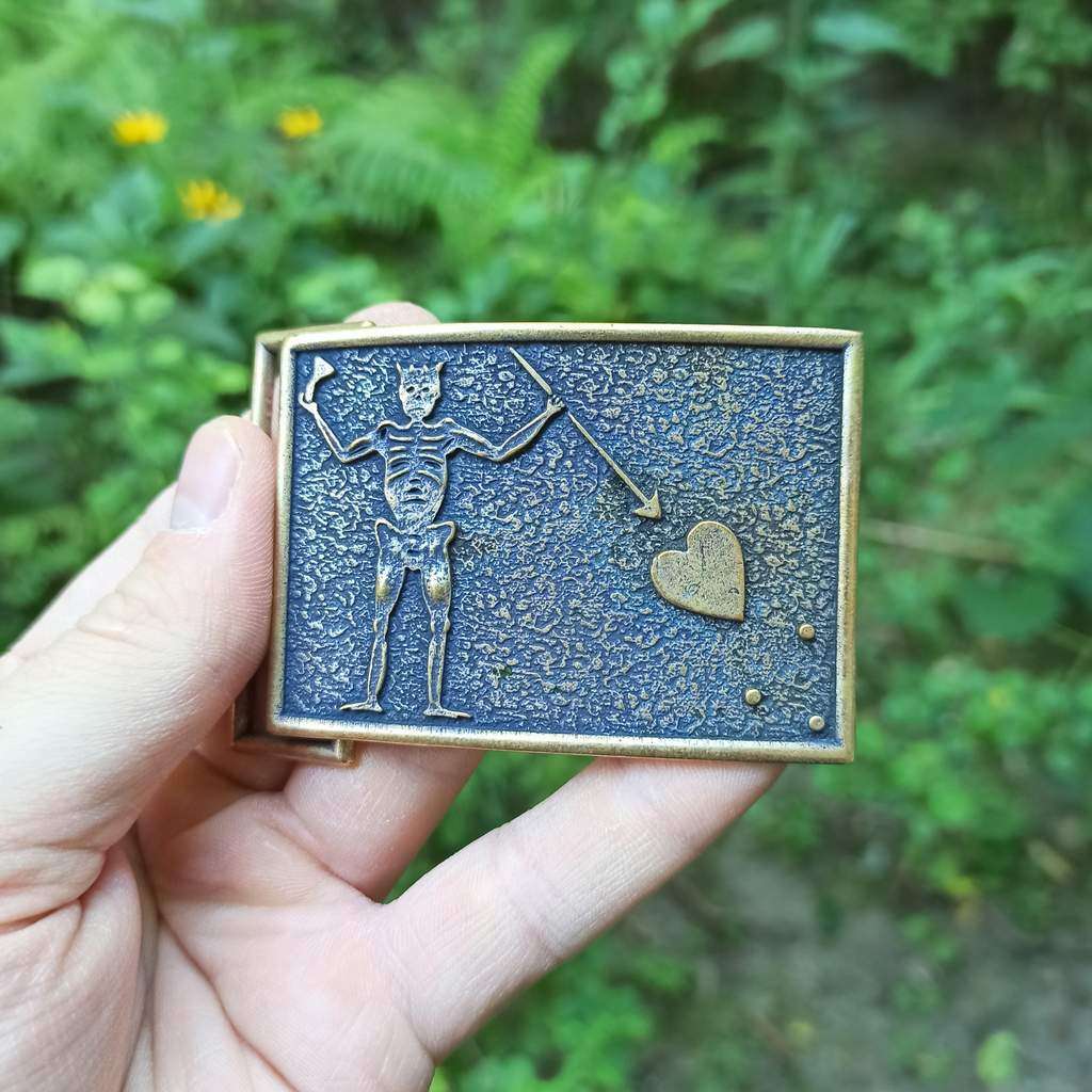 Blackbeard the Pirate flag custom belt buckle