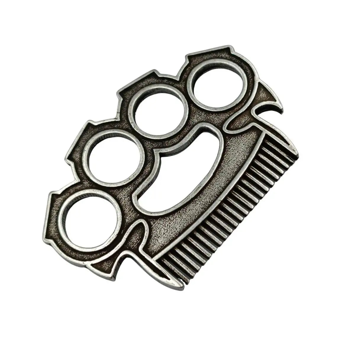 Brass knuckles beard comb Silver plated