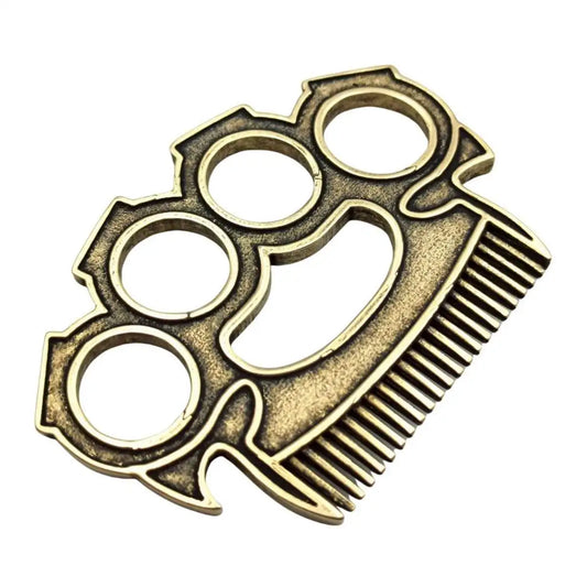Brass knuckles beard comb Bronze with patina  