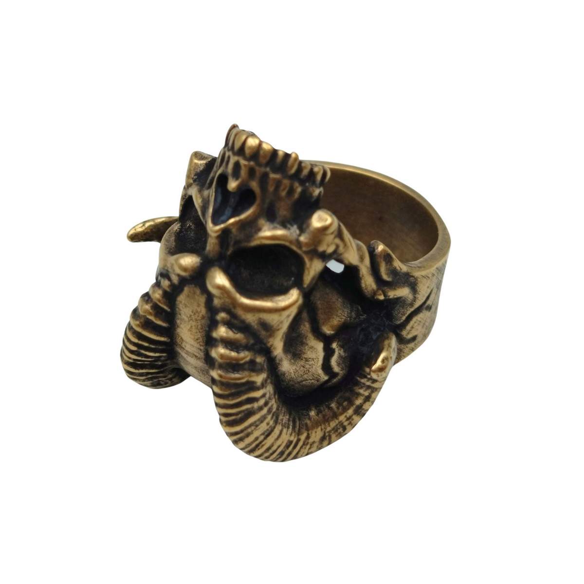 Demon horns skull ring