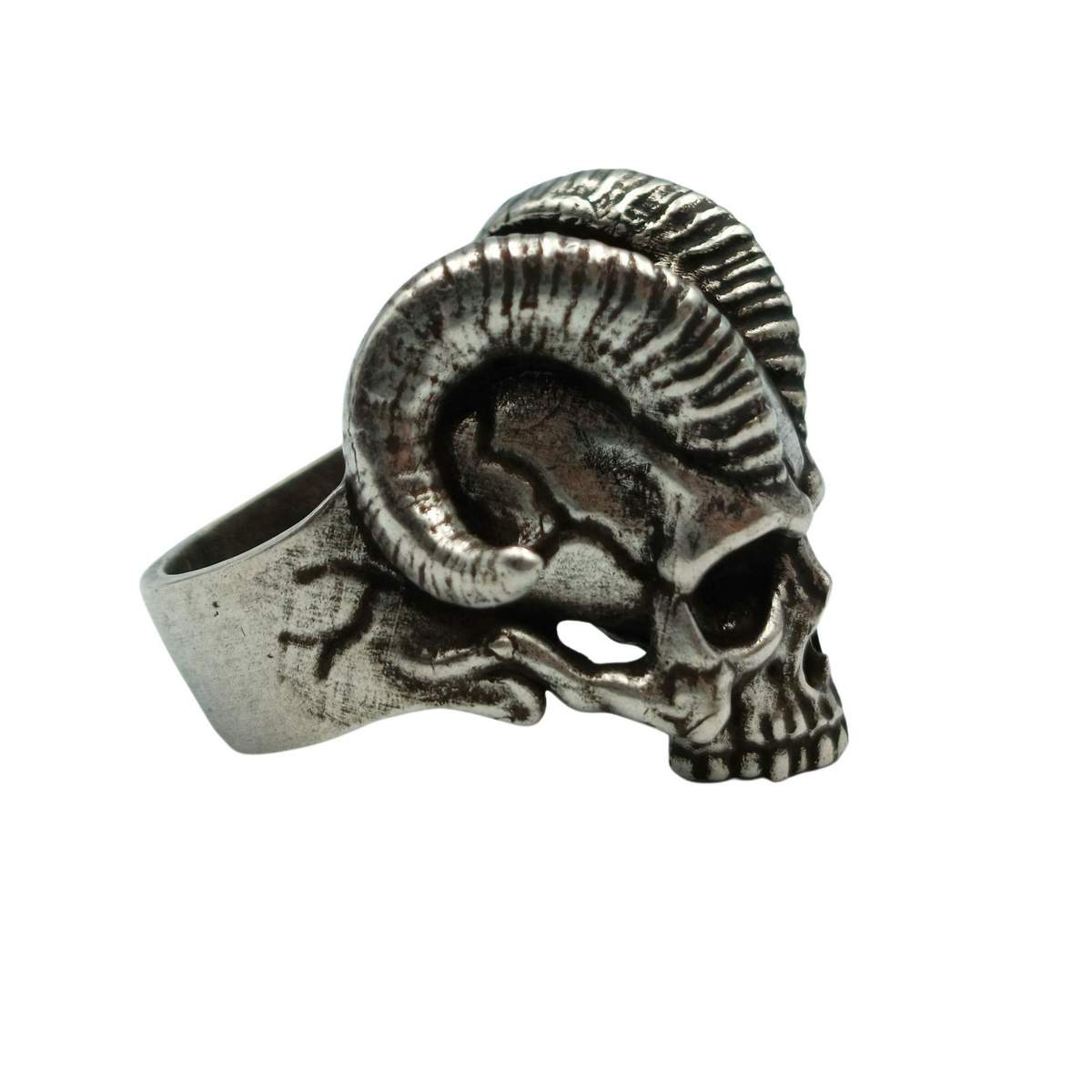Demon horns skull ring