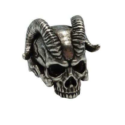 Demon horns skull ring from bronze 6 US Silver plating 