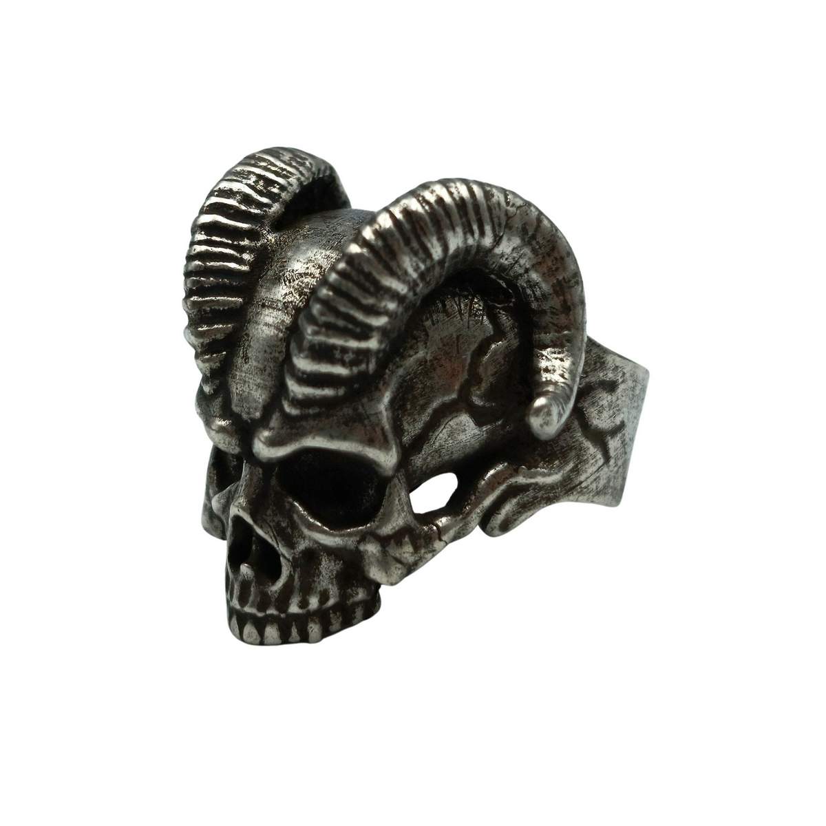 Demon horns skull ring