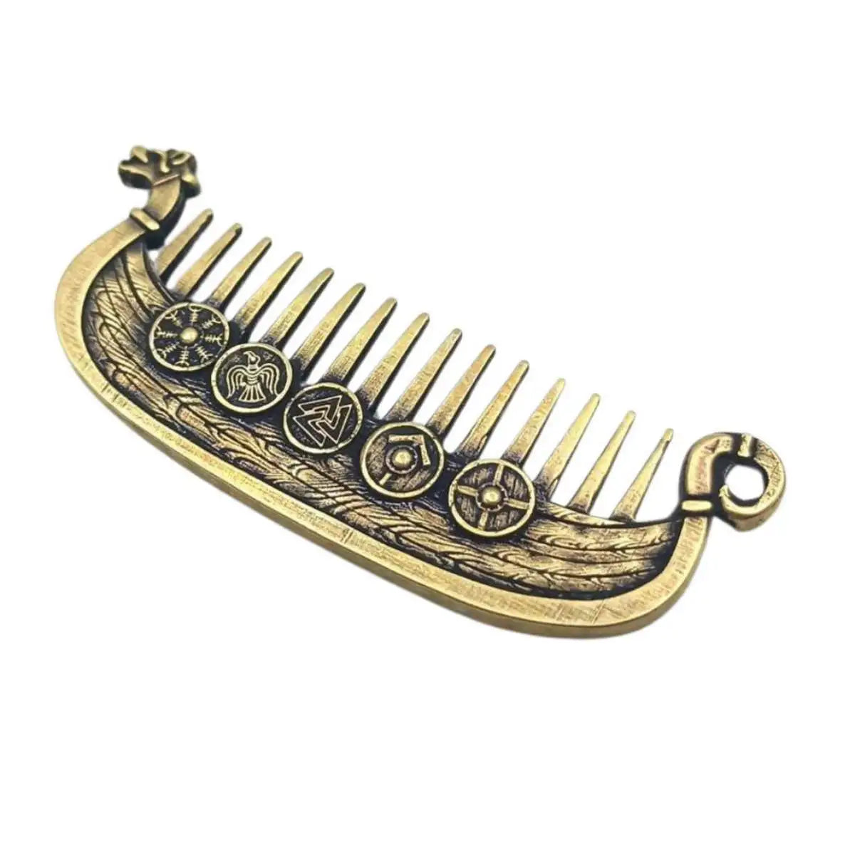 Drakkar beard Viking comb Bronze with patina