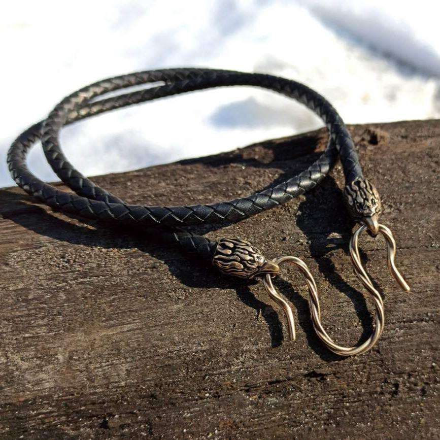 Eagle leather necklace