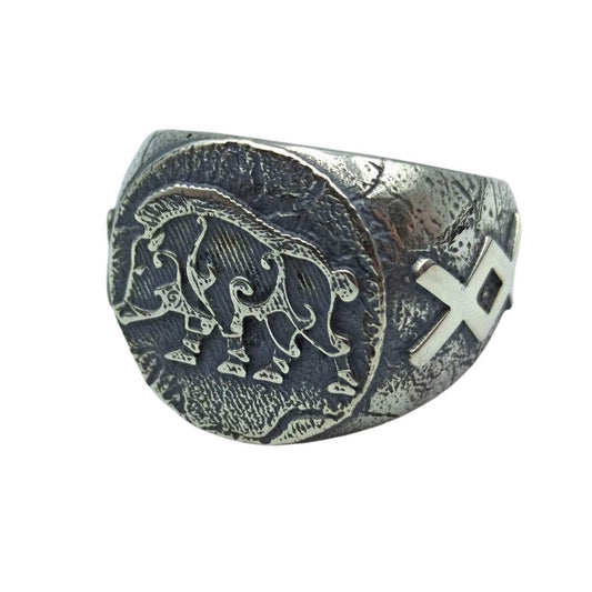 Freyr Boar silver signet ring 6 US/CA  