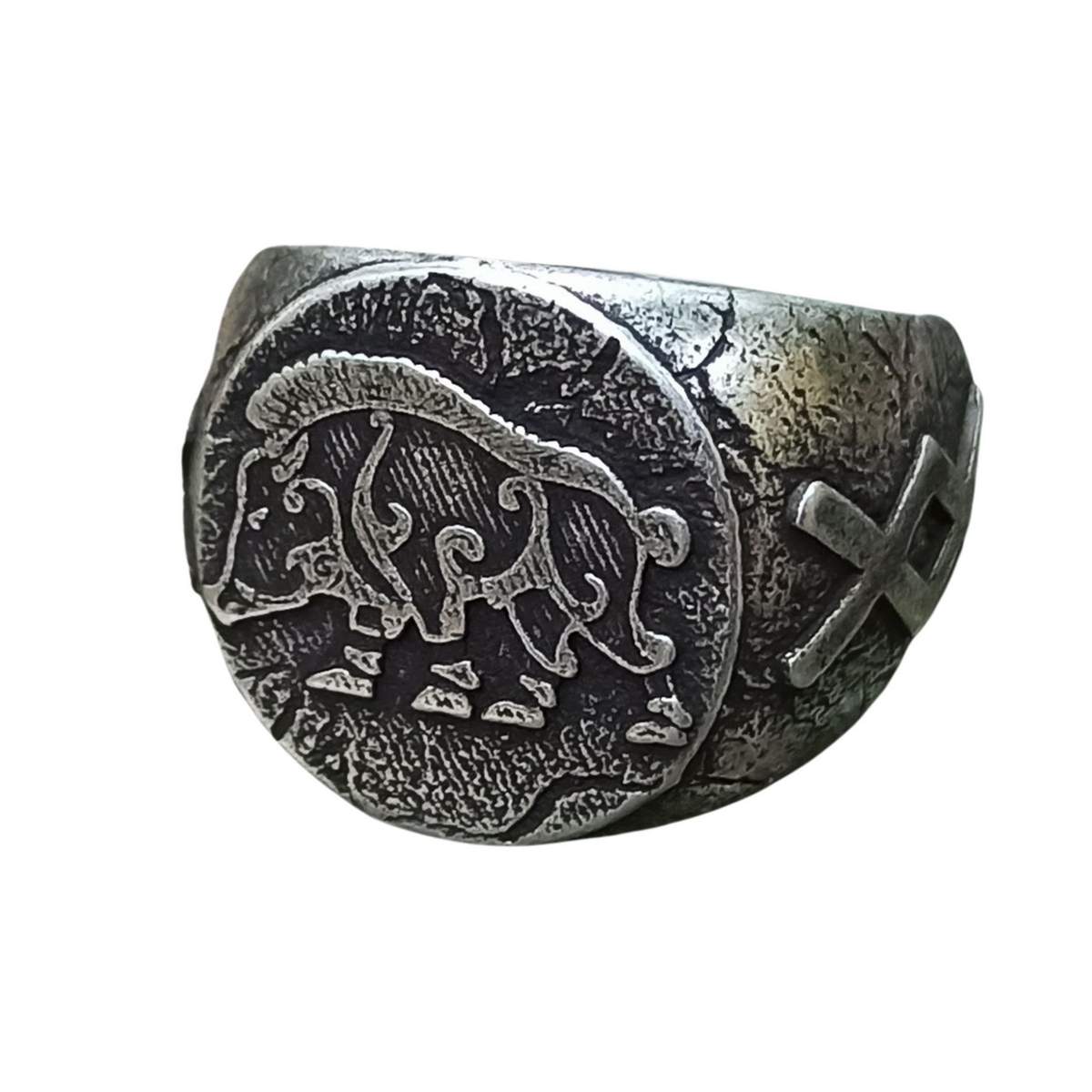 Freyr Boar ring 6 US Silver plating