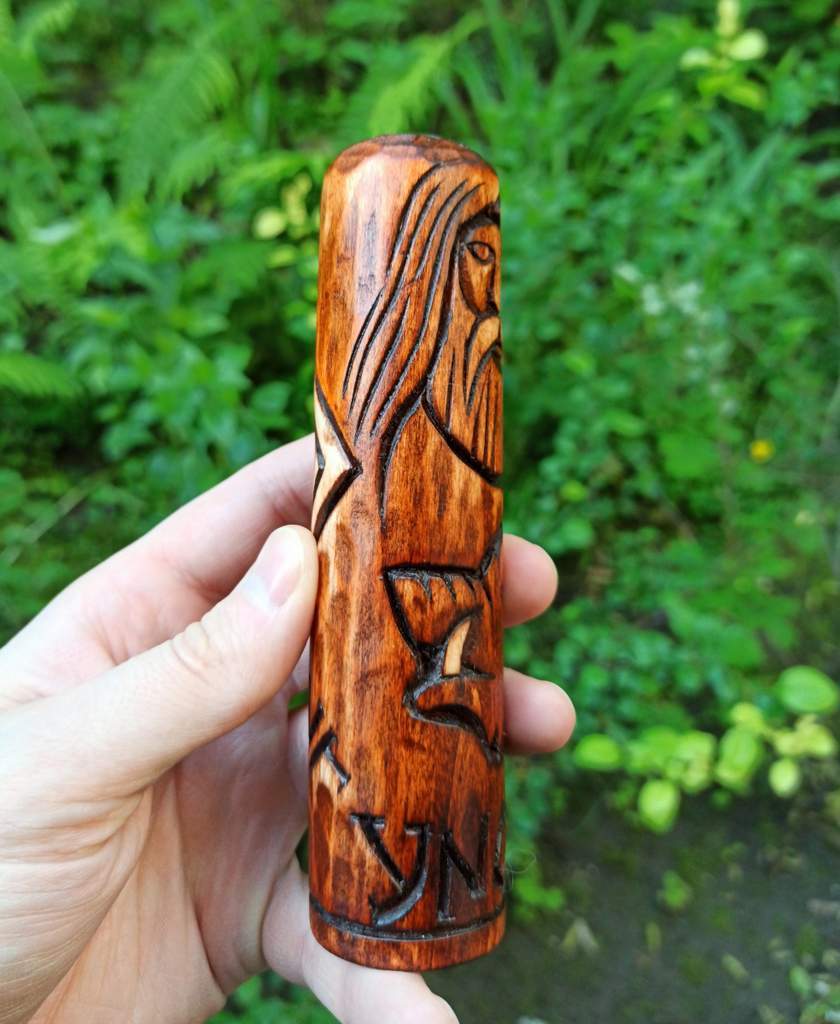 Freyr wood carved statue