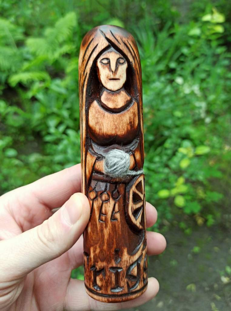 Frigga wooden statue