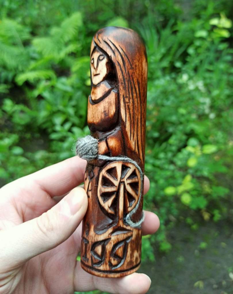 Frigga wooden statue