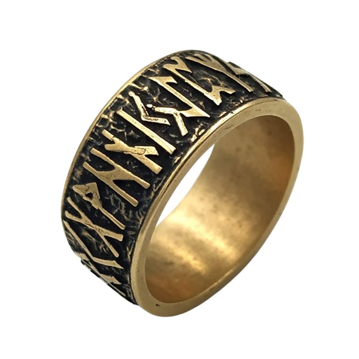Elder Futhark ring 7 US Bronze with patina