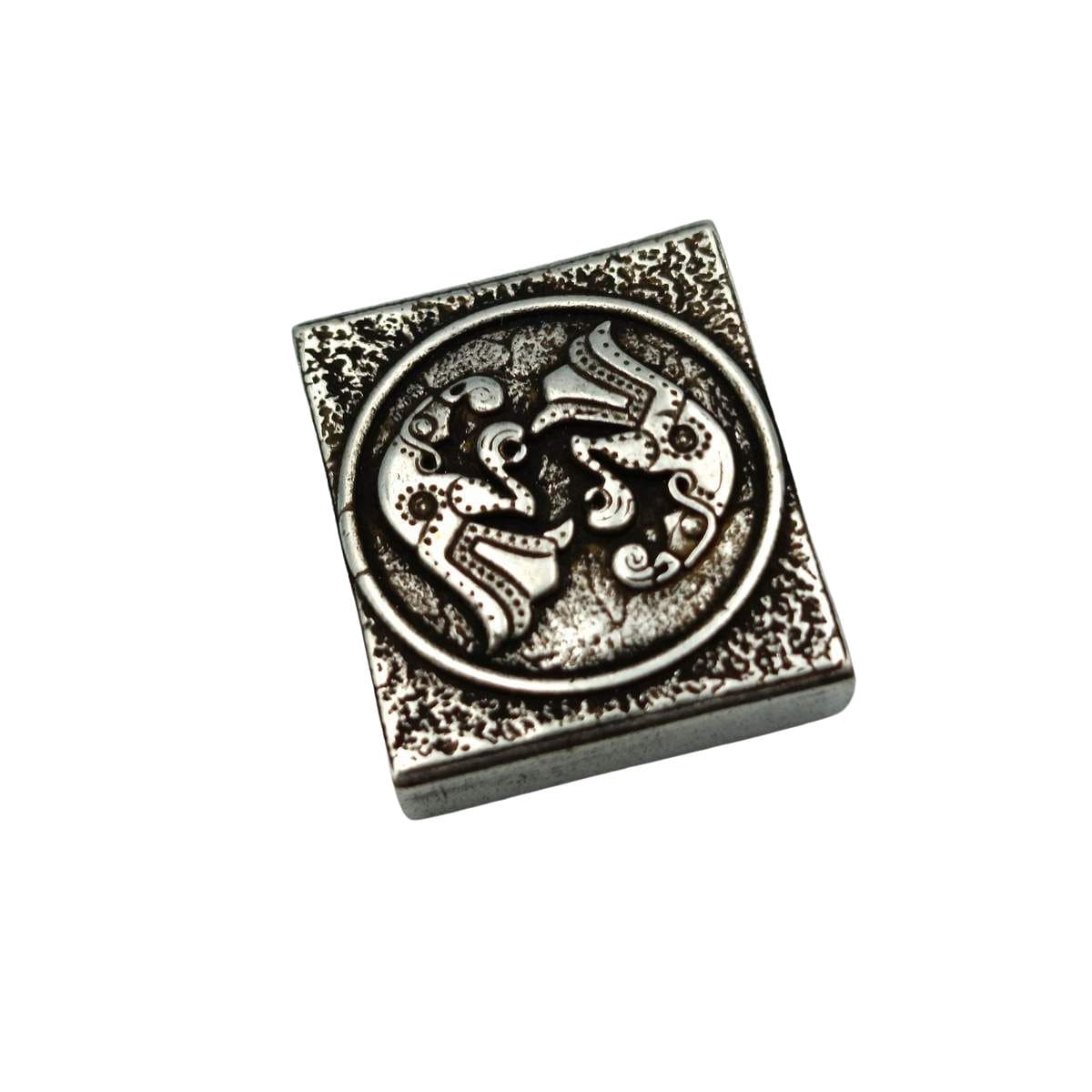 Germanic Ravens bronze Molle clip Silver plated bronze
