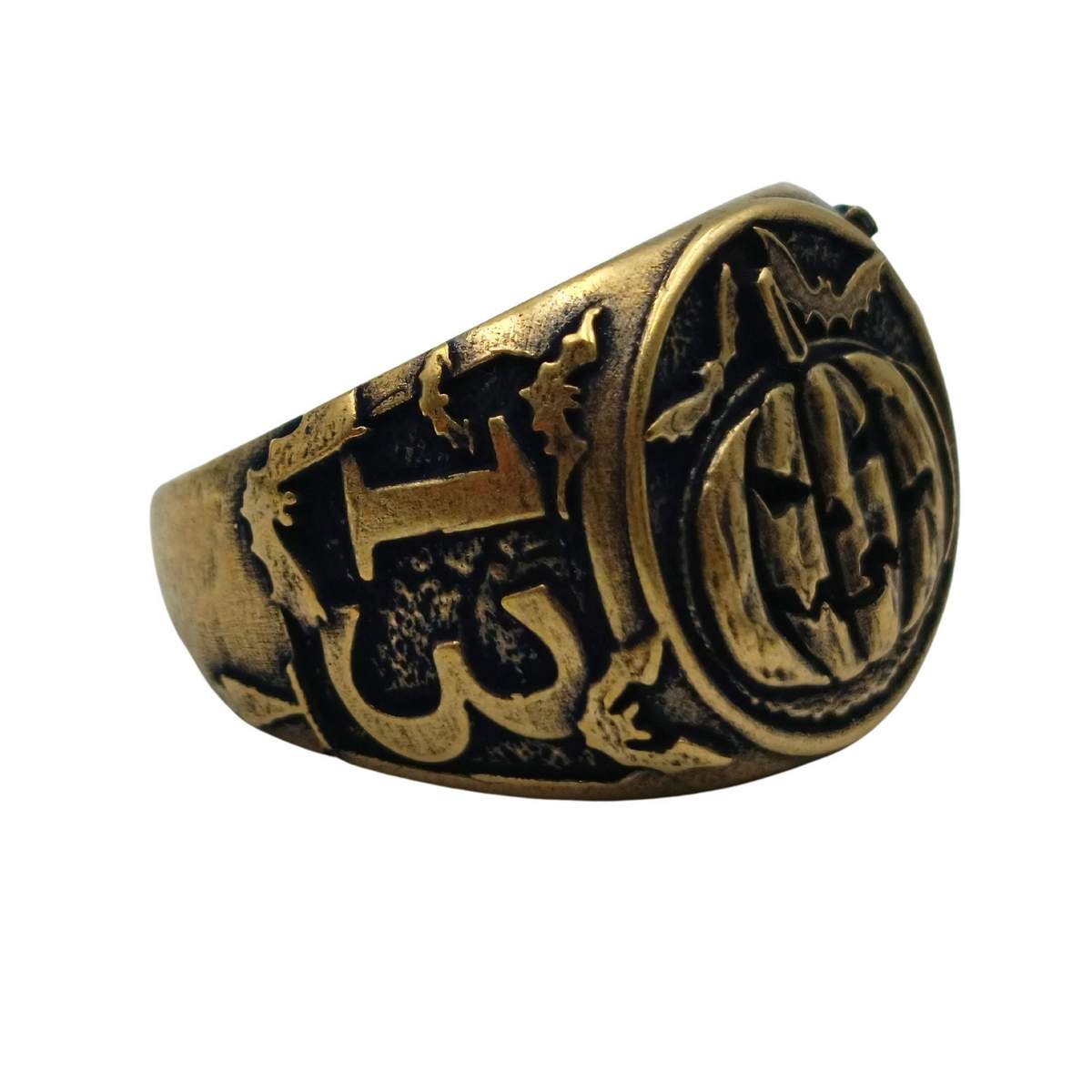 Halloween pumpkin ring 6 US Bronze with patina