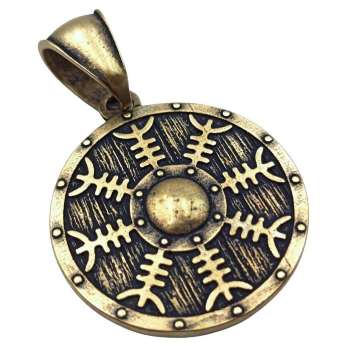 Helm of Awe on Viking shield pendant Bronze