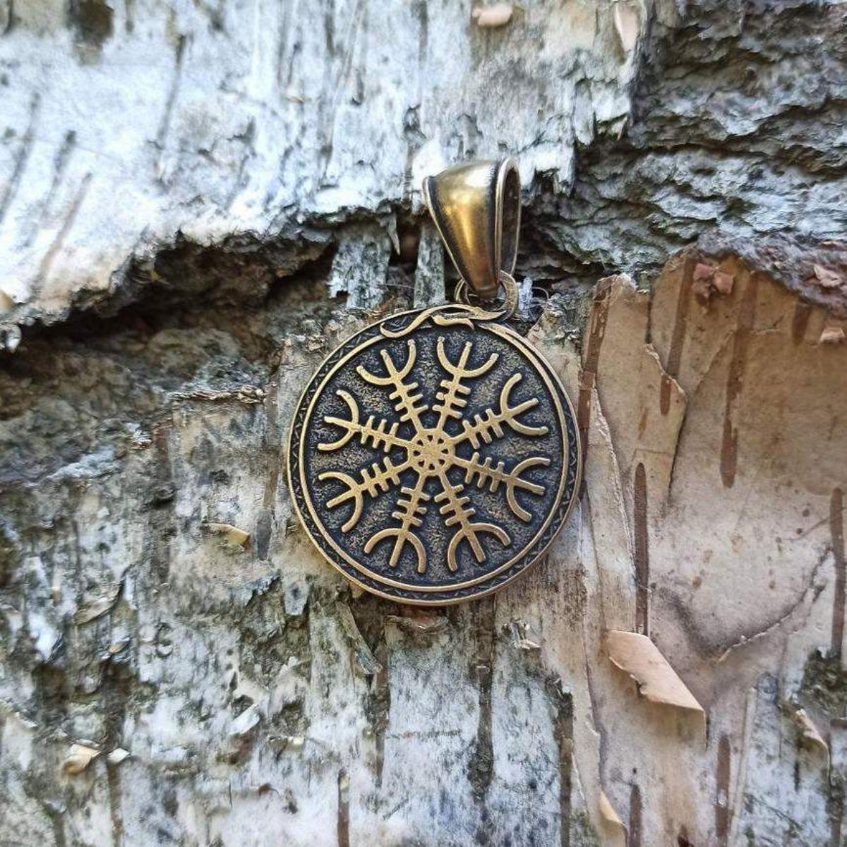 Aegishjalmur pendant with serpent