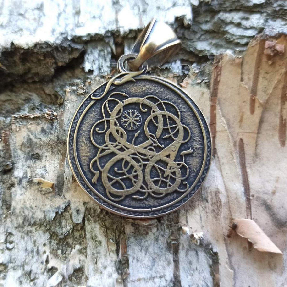 Aegishjalmur pendant with serpent