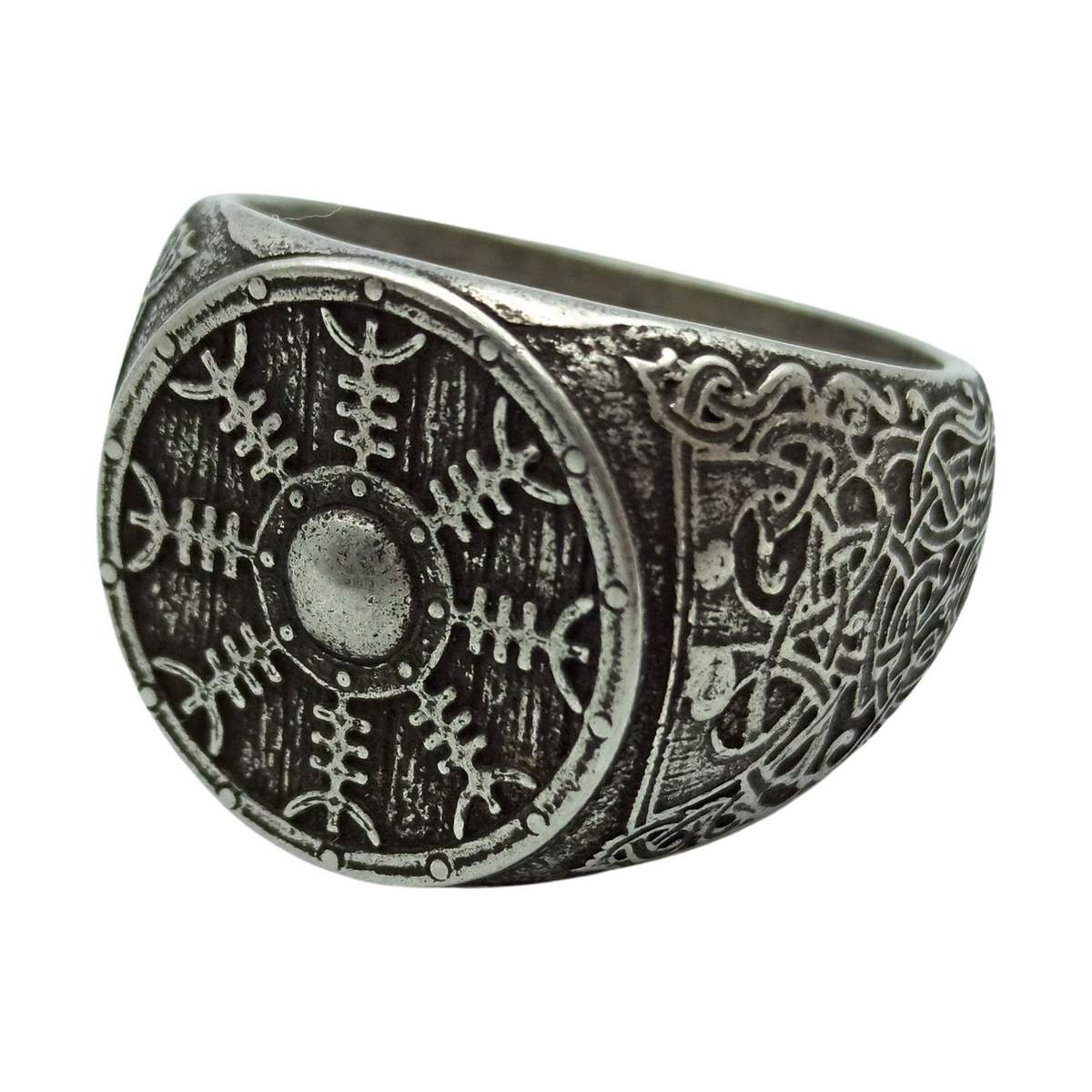 Viking shield Aegishjalmur ring 6 US Silver plating