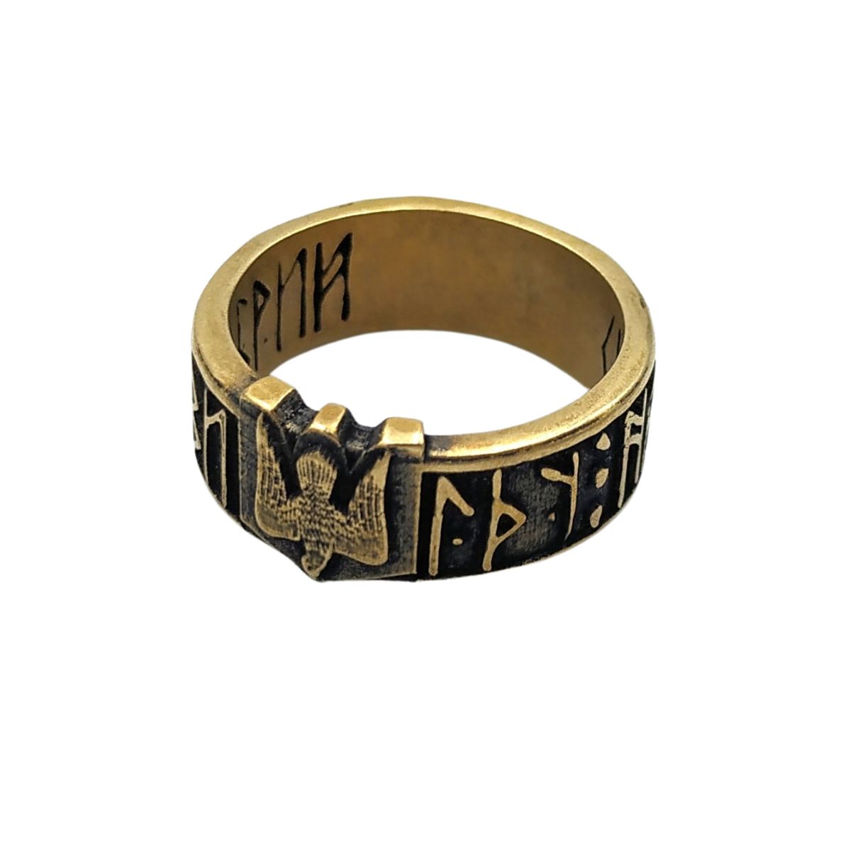 Slavic ethnic mens ring “іду на Ви” 6 US Bronze with patina