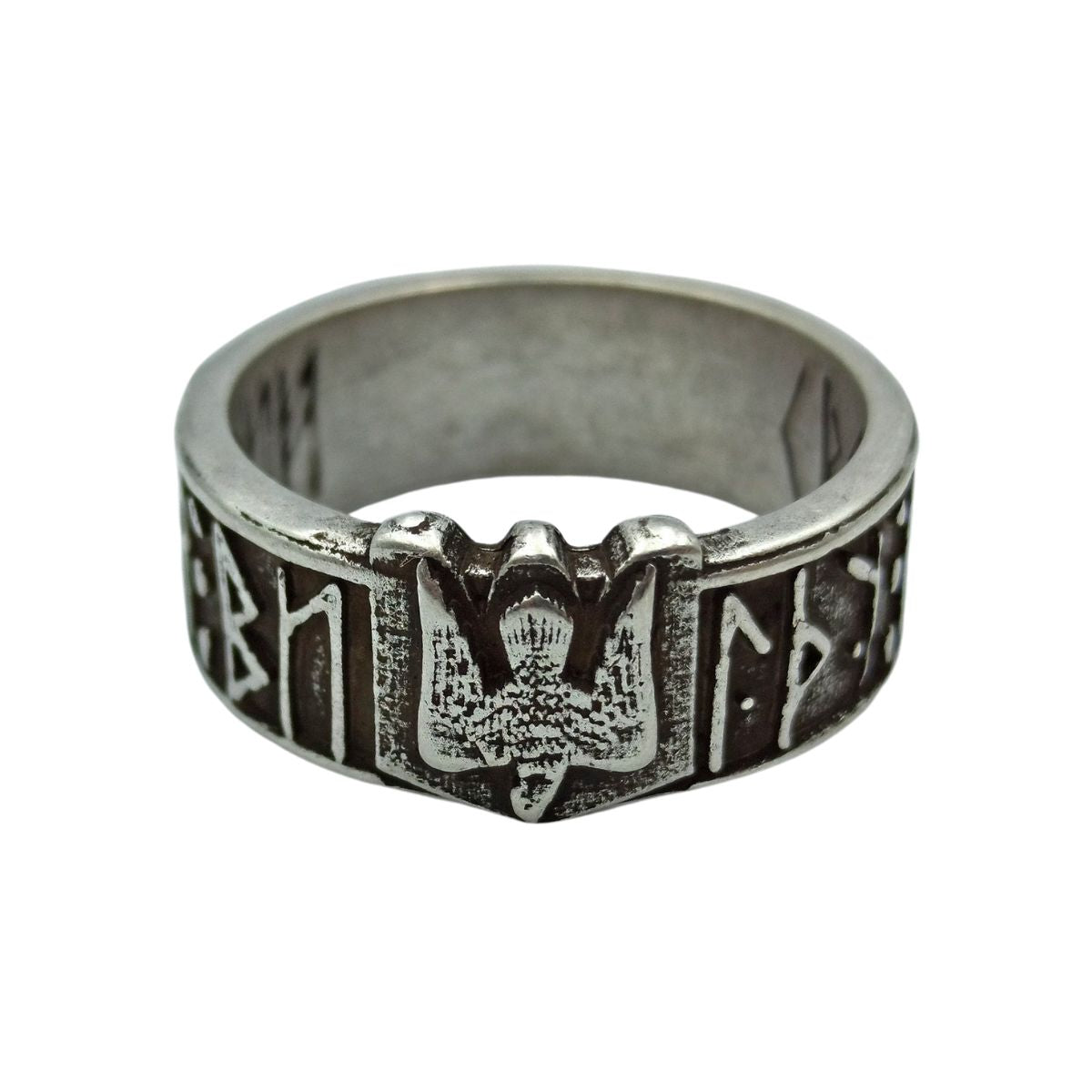Slavic ethnic mens ring “іду на Ви” 6 US Silver plating